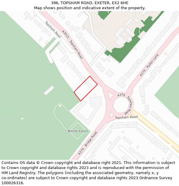 396, TOPSHAM ROAD, EXETER, EX2 6HE: Location map and indicative extent of plot