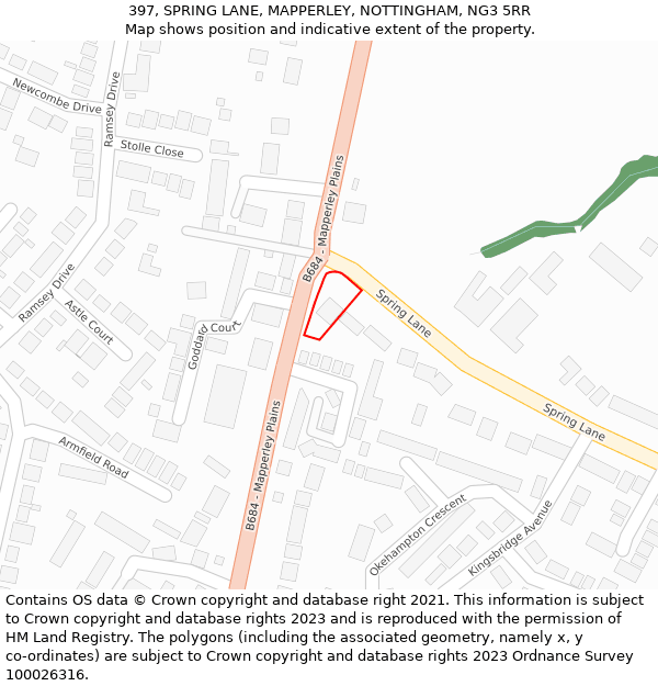 397, SPRING LANE, MAPPERLEY, NOTTINGHAM, NG3 5RR: Location map and indicative extent of plot