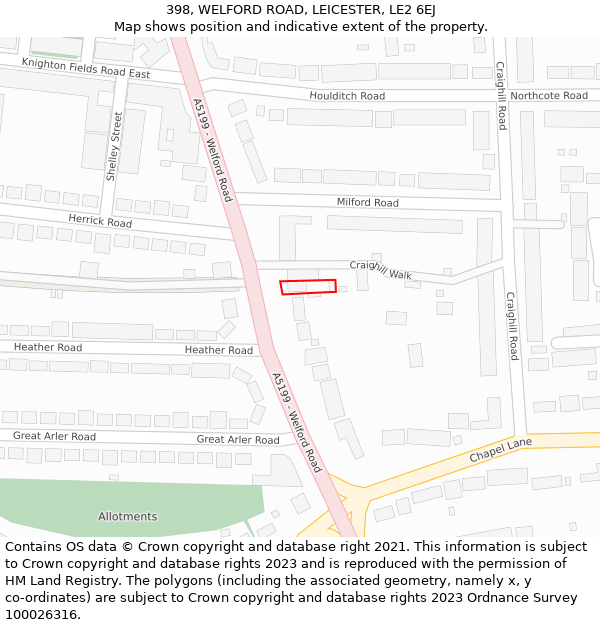 398, WELFORD ROAD, LEICESTER, LE2 6EJ: Location map and indicative extent of plot