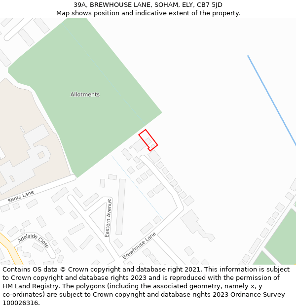 39A, BREWHOUSE LANE, SOHAM, ELY, CB7 5JD: Location map and indicative extent of plot