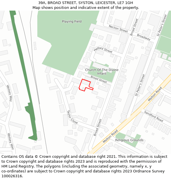39A, BROAD STREET, SYSTON, LEICESTER, LE7 1GH: Location map and indicative extent of plot