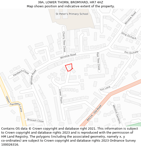 39A, LOWER THORN, BROMYARD, HR7 4AZ: Location map and indicative extent of plot