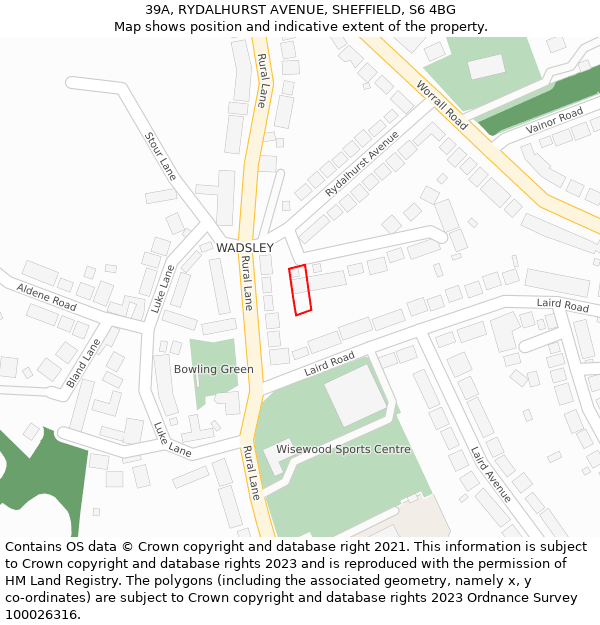 39A, RYDALHURST AVENUE, SHEFFIELD, S6 4BG: Location map and indicative extent of plot