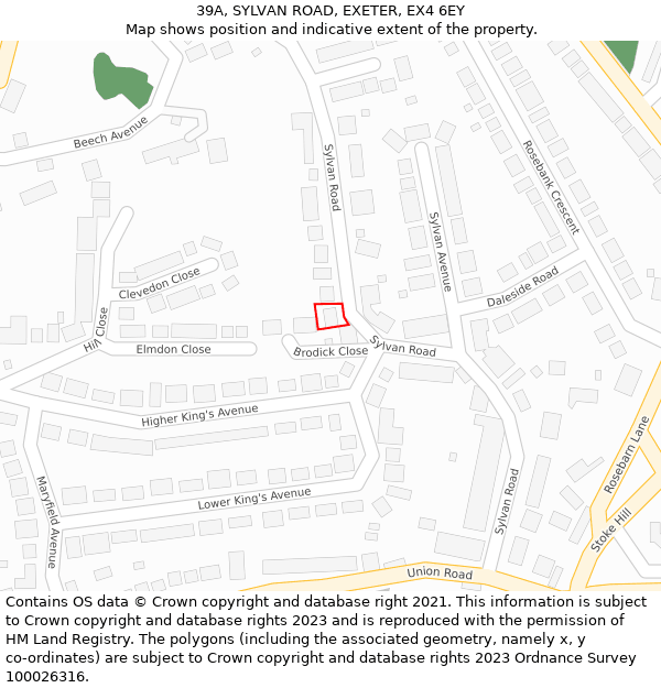 39A, SYLVAN ROAD, EXETER, EX4 6EY: Location map and indicative extent of plot