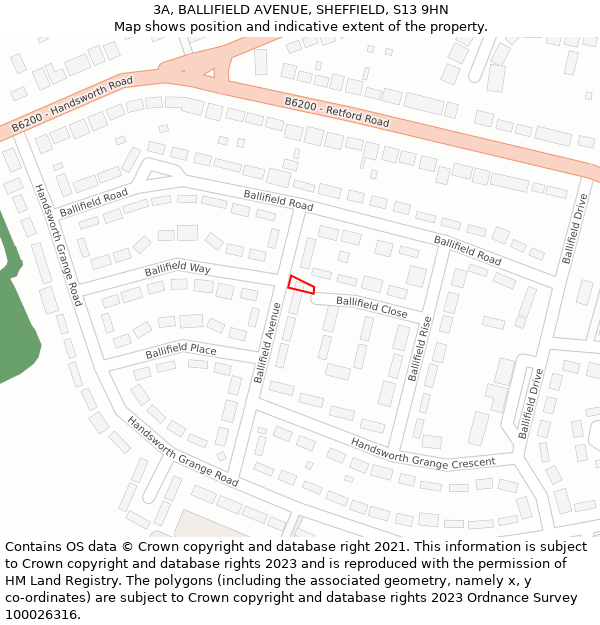 3A, BALLIFIELD AVENUE, SHEFFIELD, S13 9HN: Location map and indicative extent of plot