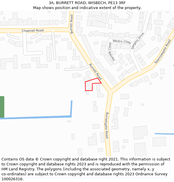 3A, BURRETT ROAD, WISBECH, PE13 3RF: Location map and indicative extent of plot