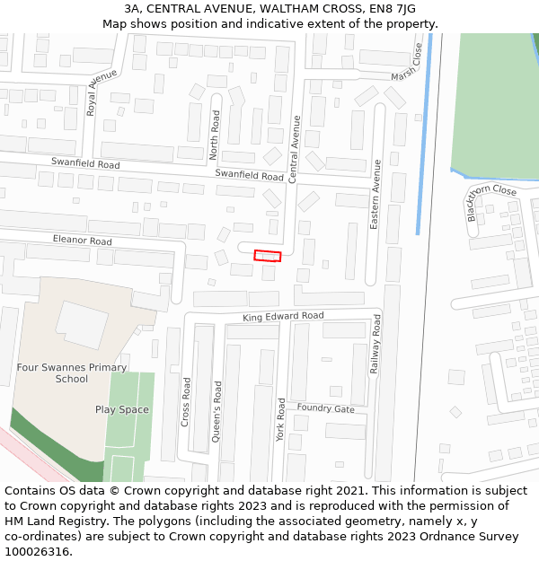 3A, CENTRAL AVENUE, WALTHAM CROSS, EN8 7JG: Location map and indicative extent of plot