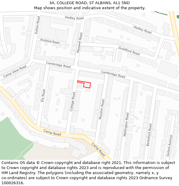 3A, COLLEGE ROAD, ST ALBANS, AL1 5ND: Location map and indicative extent of plot