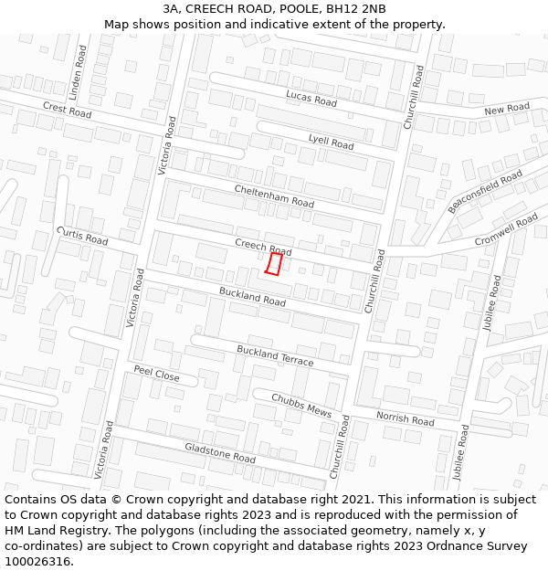 3A, CREECH ROAD, POOLE, BH12 2NB: Location map and indicative extent of plot