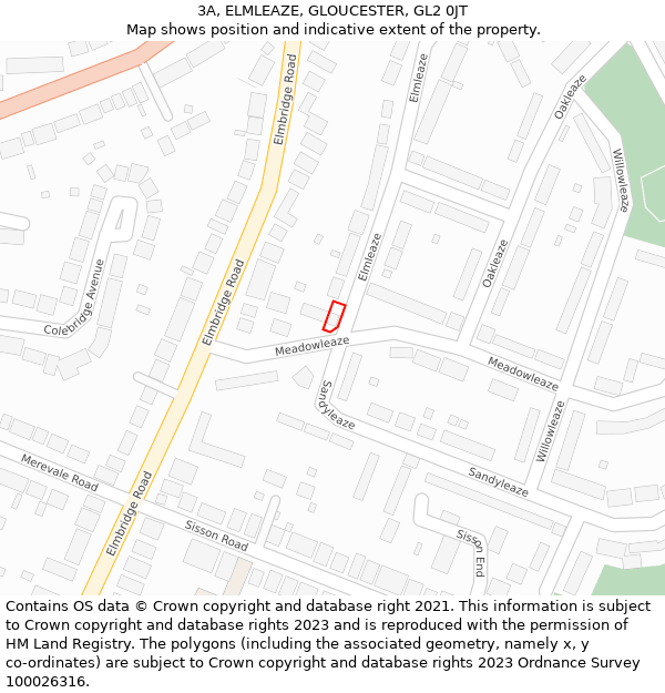 3A, ELMLEAZE, GLOUCESTER, GL2 0JT: Location map and indicative extent of plot