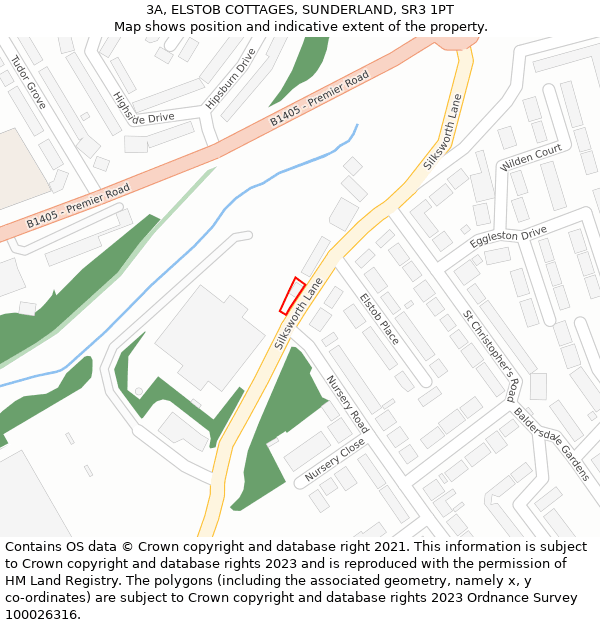 3A, ELSTOB COTTAGES, SUNDERLAND, SR3 1PT: Location map and indicative extent of plot