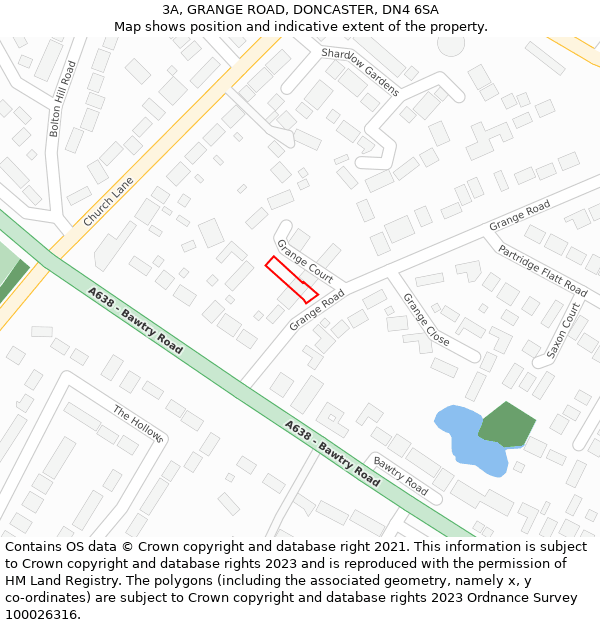 3A, GRANGE ROAD, DONCASTER, DN4 6SA: Location map and indicative extent of plot