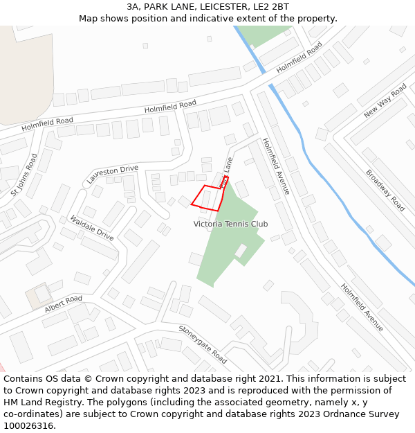 3A, PARK LANE, LEICESTER, LE2 2BT: Location map and indicative extent of plot