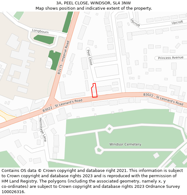 3A, PEEL CLOSE, WINDSOR, SL4 3NW: Location map and indicative extent of plot