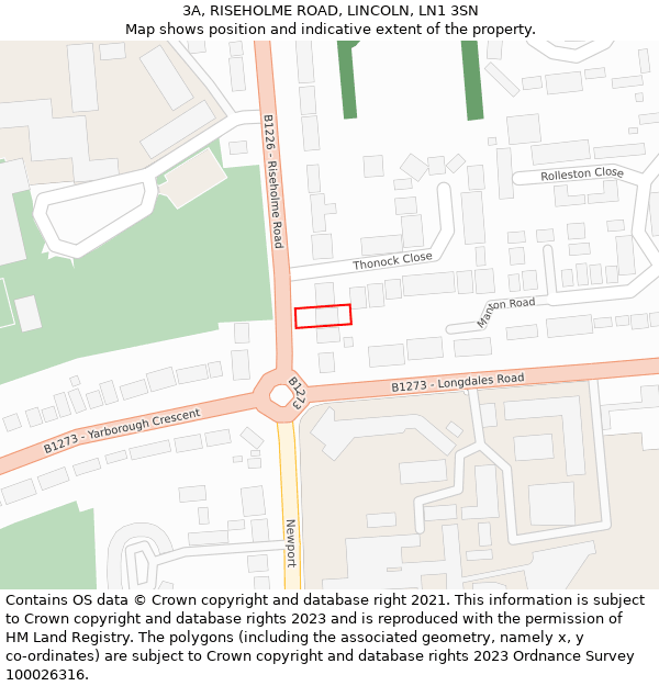 3A, RISEHOLME ROAD, LINCOLN, LN1 3SN: Location map and indicative extent of plot