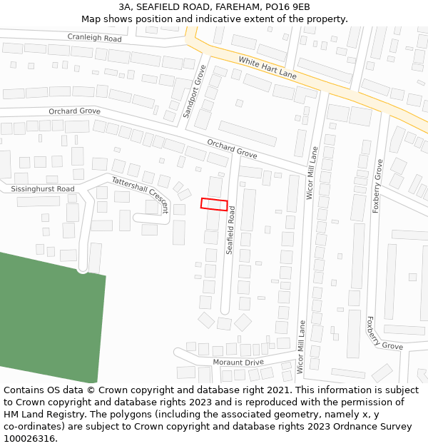 3A, SEAFIELD ROAD, FAREHAM, PO16 9EB: Location map and indicative extent of plot