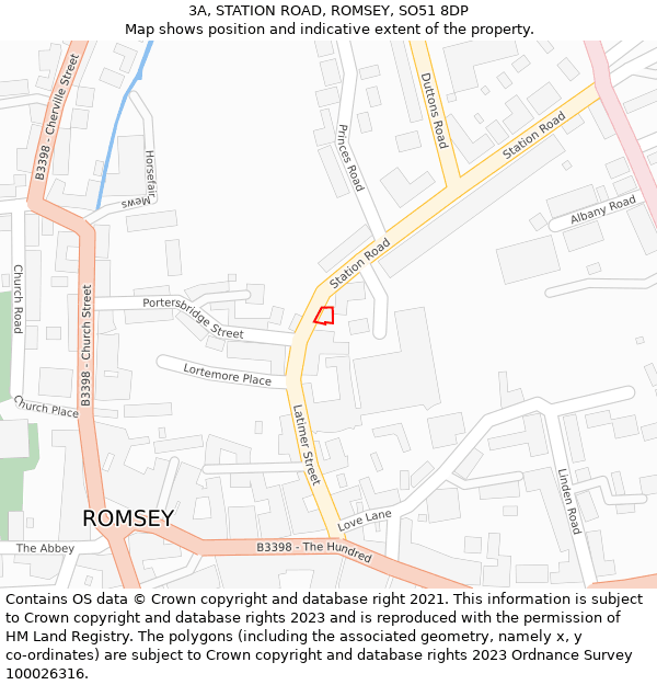 3A, STATION ROAD, ROMSEY, SO51 8DP: Location map and indicative extent of plot
