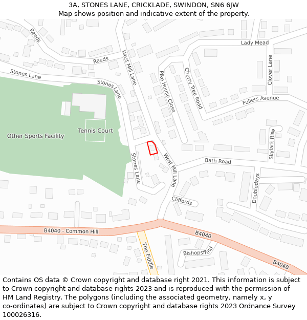 3A, STONES LANE, CRICKLADE, SWINDON, SN6 6JW: Location map and indicative extent of plot