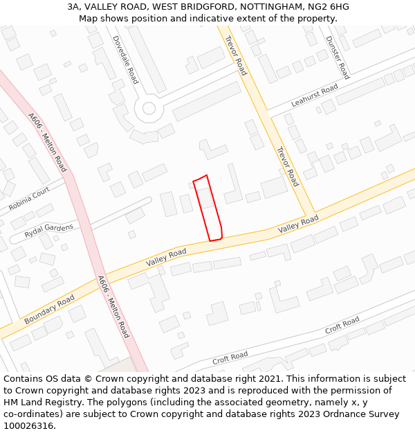 3A, VALLEY ROAD, WEST BRIDGFORD, NOTTINGHAM, NG2 6HG: Location map and indicative extent of plot