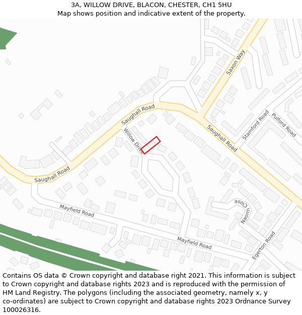 3A, WILLOW DRIVE, BLACON, CHESTER, CH1 5HU: Location map and indicative extent of plot