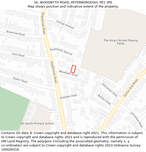 3A, WOODBYTH ROAD, PETERBOROUGH, PE1 3PE: Location map and indicative extent of plot
