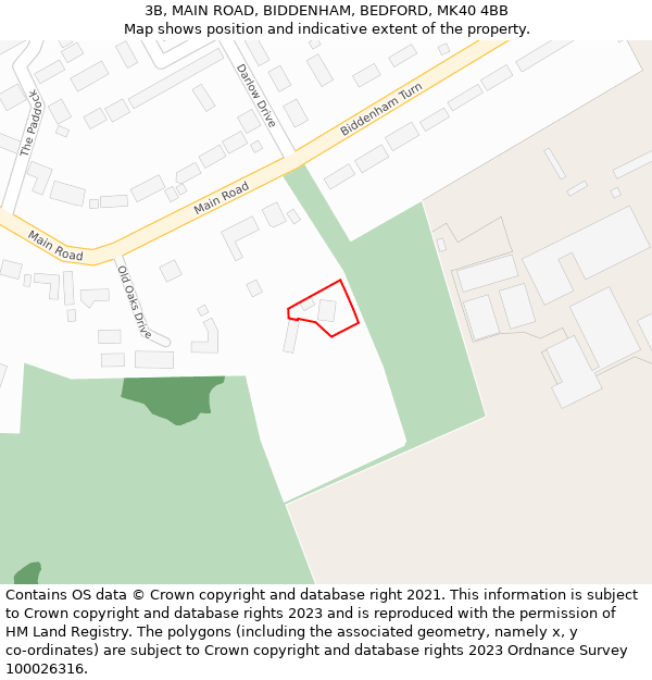 3B, MAIN ROAD, BIDDENHAM, BEDFORD, MK40 4BB: Location map and indicative extent of plot