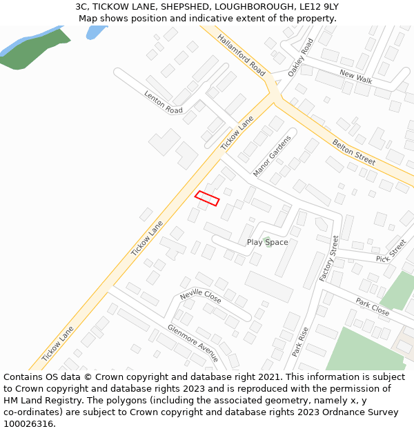 3C, TICKOW LANE, SHEPSHED, LOUGHBOROUGH, LE12 9LY: Location map and indicative extent of plot