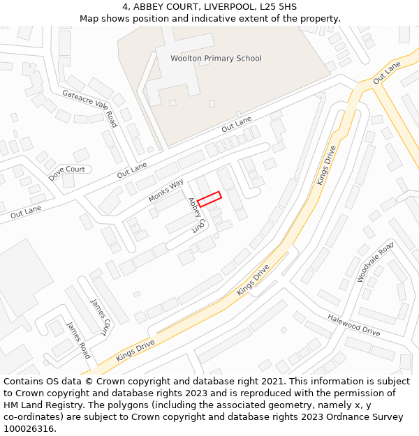 4, ABBEY COURT, LIVERPOOL, L25 5HS: Location map and indicative extent of plot