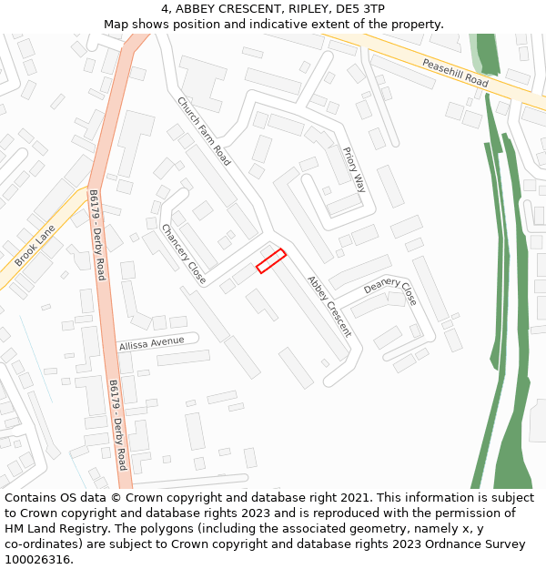 4, ABBEY CRESCENT, RIPLEY, DE5 3TP: Location map and indicative extent of plot