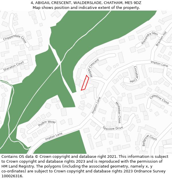 4, ABIGAIL CRESCENT, WALDERSLADE, CHATHAM, ME5 9DZ: Location map and indicative extent of plot