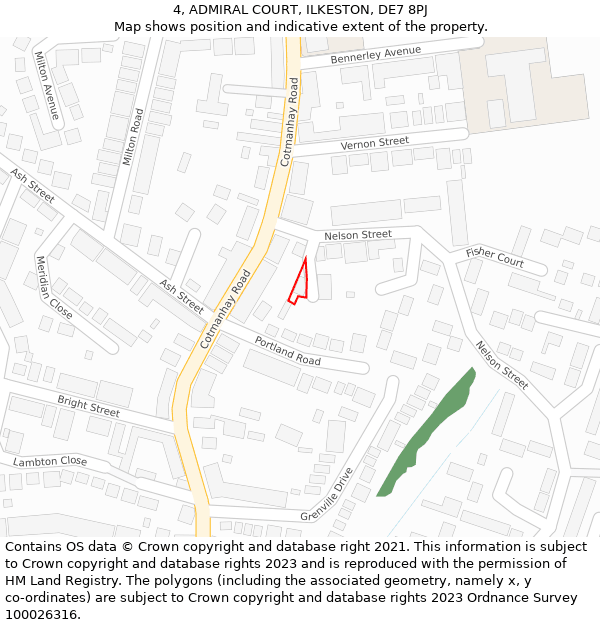 4, ADMIRAL COURT, ILKESTON, DE7 8PJ: Location map and indicative extent of plot