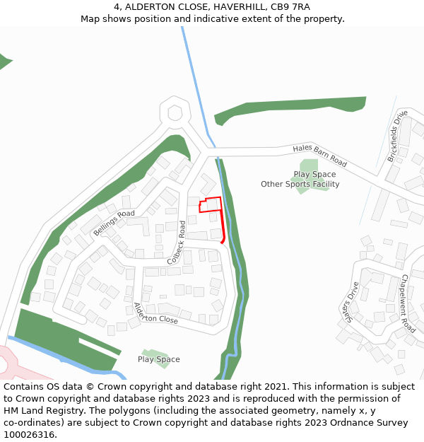 4, ALDERTON CLOSE, HAVERHILL, CB9 7RA: Location map and indicative extent of plot