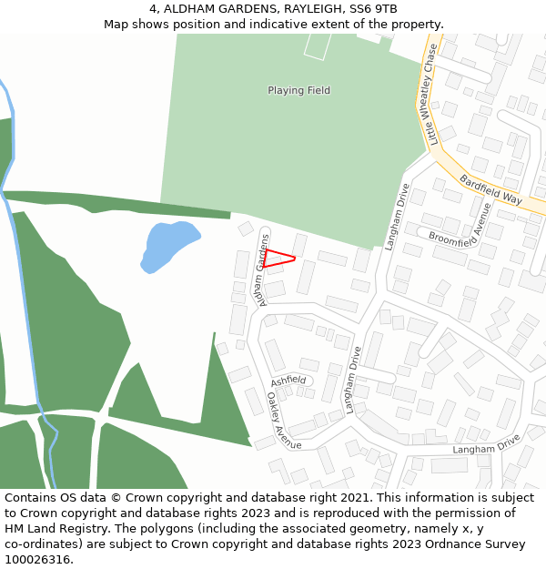 4, ALDHAM GARDENS, RAYLEIGH, SS6 9TB: Location map and indicative extent of plot