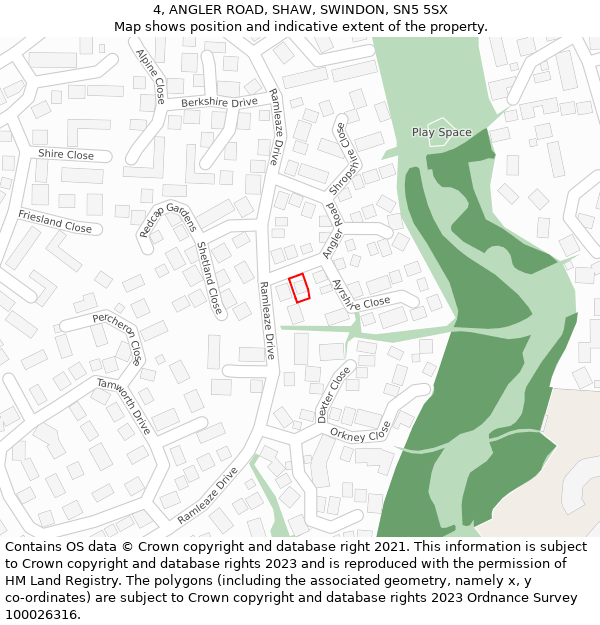 4, ANGLER ROAD, SHAW, SWINDON, SN5 5SX: Location map and indicative extent of plot