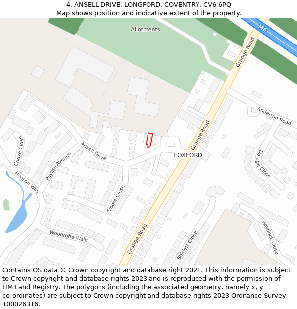 4, ANSELL DRIVE, LONGFORD, COVENTRY, CV6 6PQ: Location map and indicative extent of plot