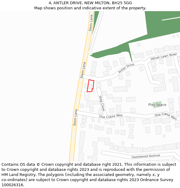 4, ANTLER DRIVE, NEW MILTON, BH25 5GG: Location map and indicative extent of plot