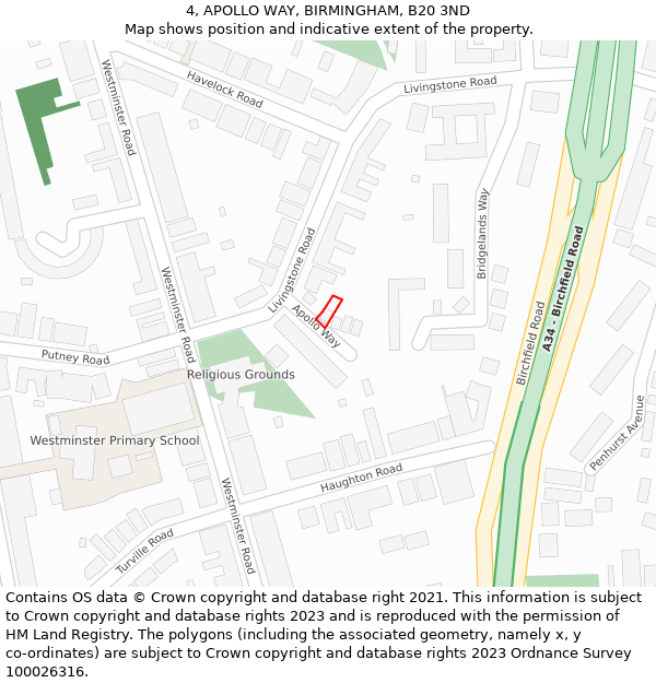 4, APOLLO WAY, BIRMINGHAM, B20 3ND: Location map and indicative extent of plot