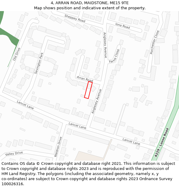 4, ARRAN ROAD, MAIDSTONE, ME15 9TE: Location map and indicative extent of plot