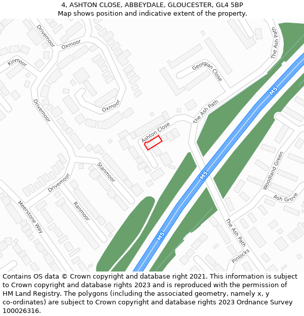 4, ASHTON CLOSE, ABBEYDALE, GLOUCESTER, GL4 5BP: Location map and indicative extent of plot