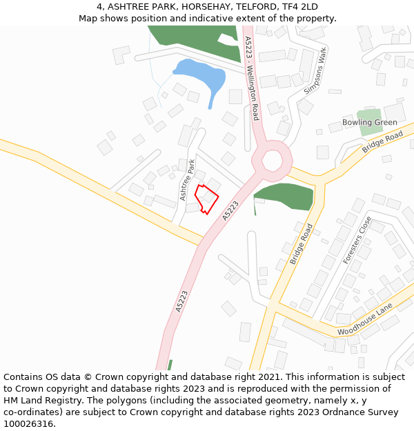 4, ASHTREE PARK, HORSEHAY, TELFORD, TF4 2LD: Location map and indicative extent of plot