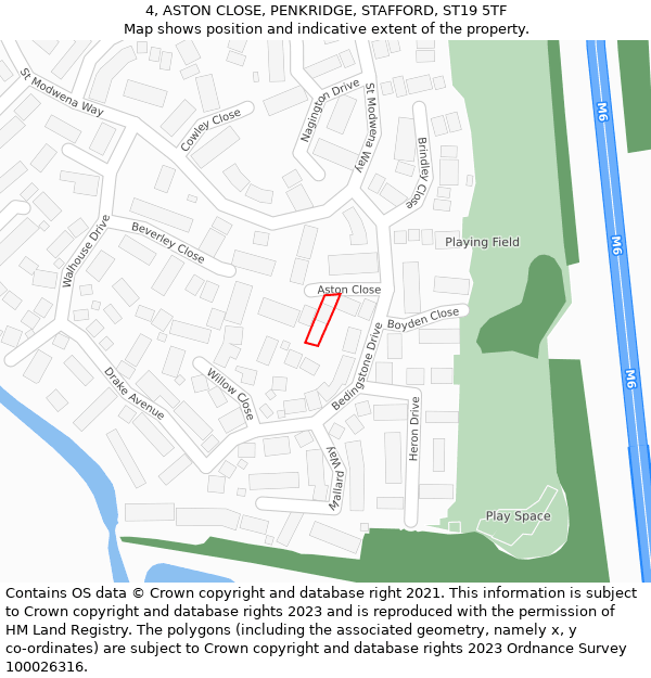 4, ASTON CLOSE, PENKRIDGE, STAFFORD, ST19 5TF: Location map and indicative extent of plot