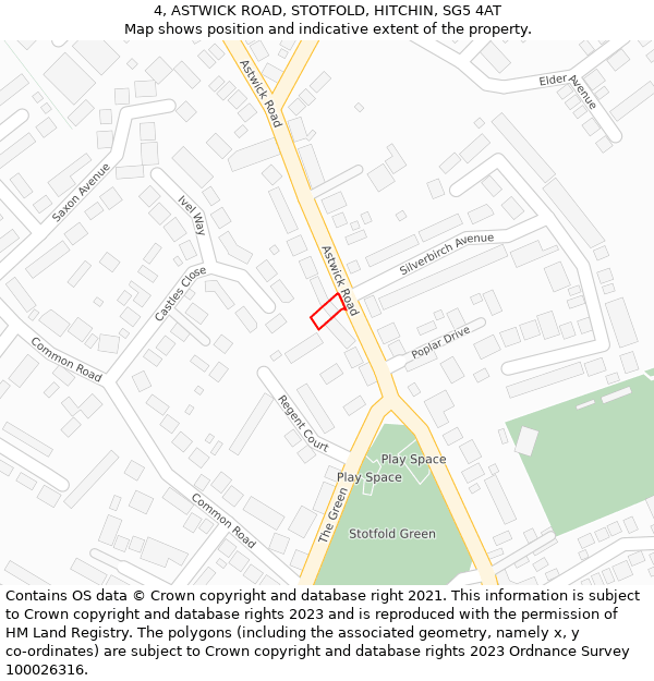 4, ASTWICK ROAD, STOTFOLD, HITCHIN, SG5 4AT: Location map and indicative extent of plot