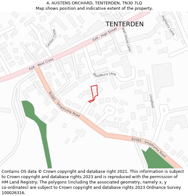 4, AUSTENS ORCHARD, TENTERDEN, TN30 7LQ: Location map and indicative extent of plot