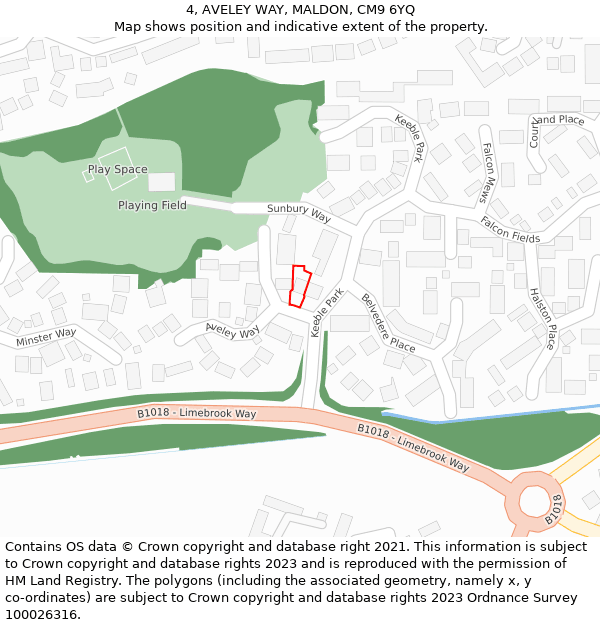 4, AVELEY WAY, MALDON, CM9 6YQ: Location map and indicative extent of plot