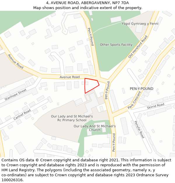 4, AVENUE ROAD, ABERGAVENNY, NP7 7DA: Location map and indicative extent of plot