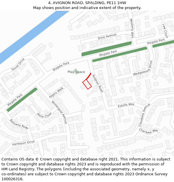 4, AVIGNON ROAD, SPALDING, PE11 1HW: Location map and indicative extent of plot