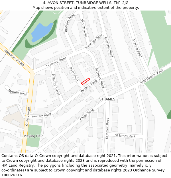 4, AVON STREET, TUNBRIDGE WELLS, TN1 2JG: Location map and indicative extent of plot