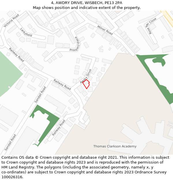 4, AWDRY DRIVE, WISBECH, PE13 2PA: Location map and indicative extent of plot