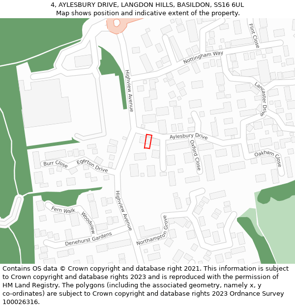 4, AYLESBURY DRIVE, LANGDON HILLS, BASILDON, SS16 6UL: Location map and indicative extent of plot