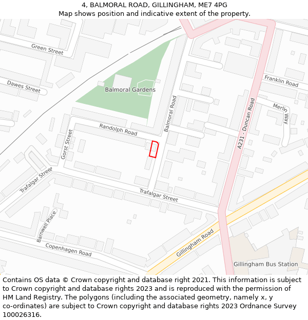 4, BALMORAL ROAD, GILLINGHAM, ME7 4PG: Location map and indicative extent of plot